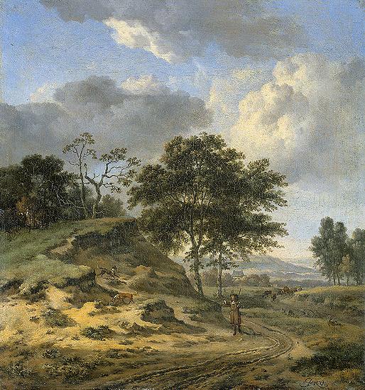 Jan Wijnants Landscape with two hunters oil painting image